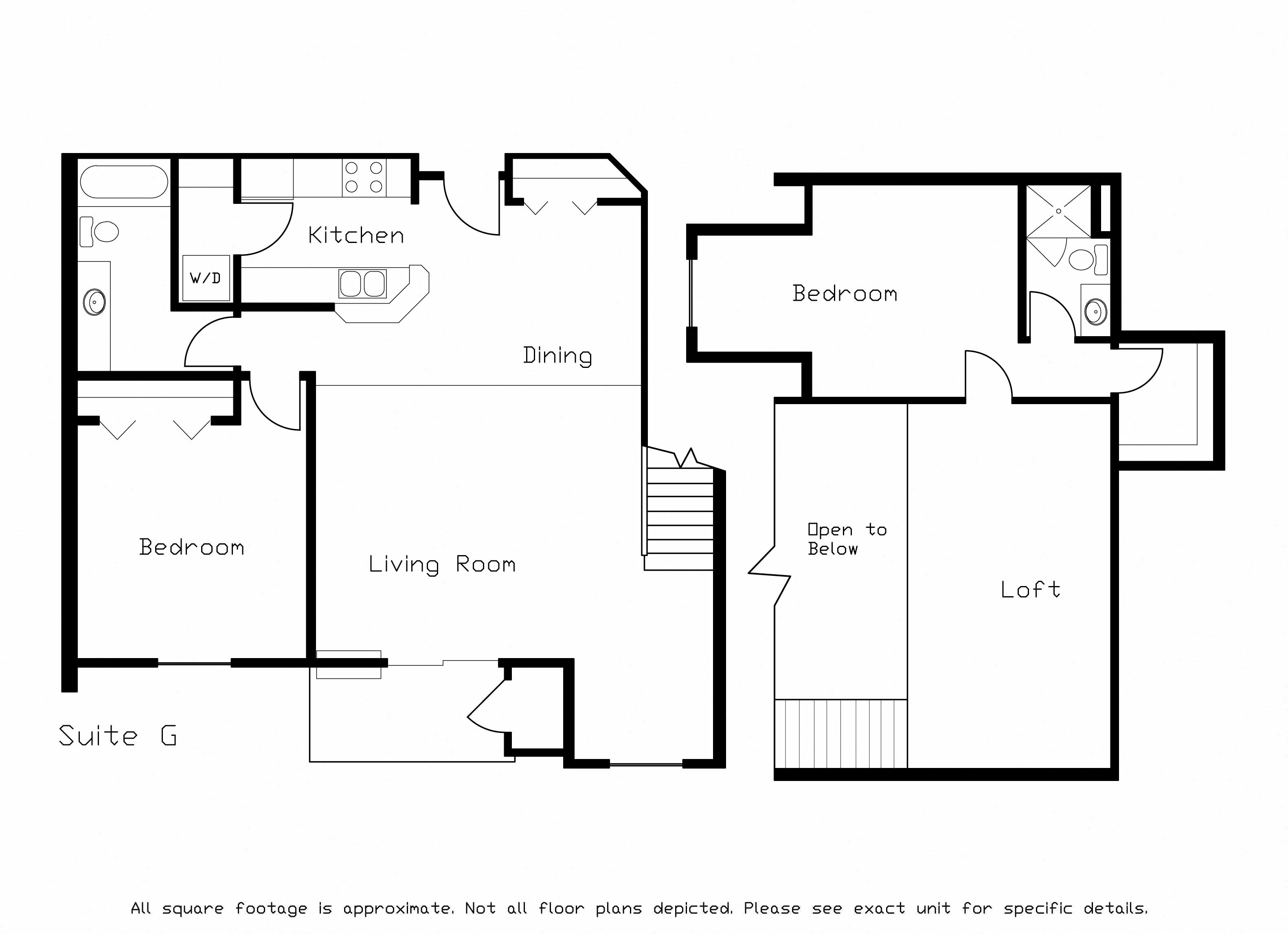 Floor plan for 2 beds, 2 baths, 1640 sqft